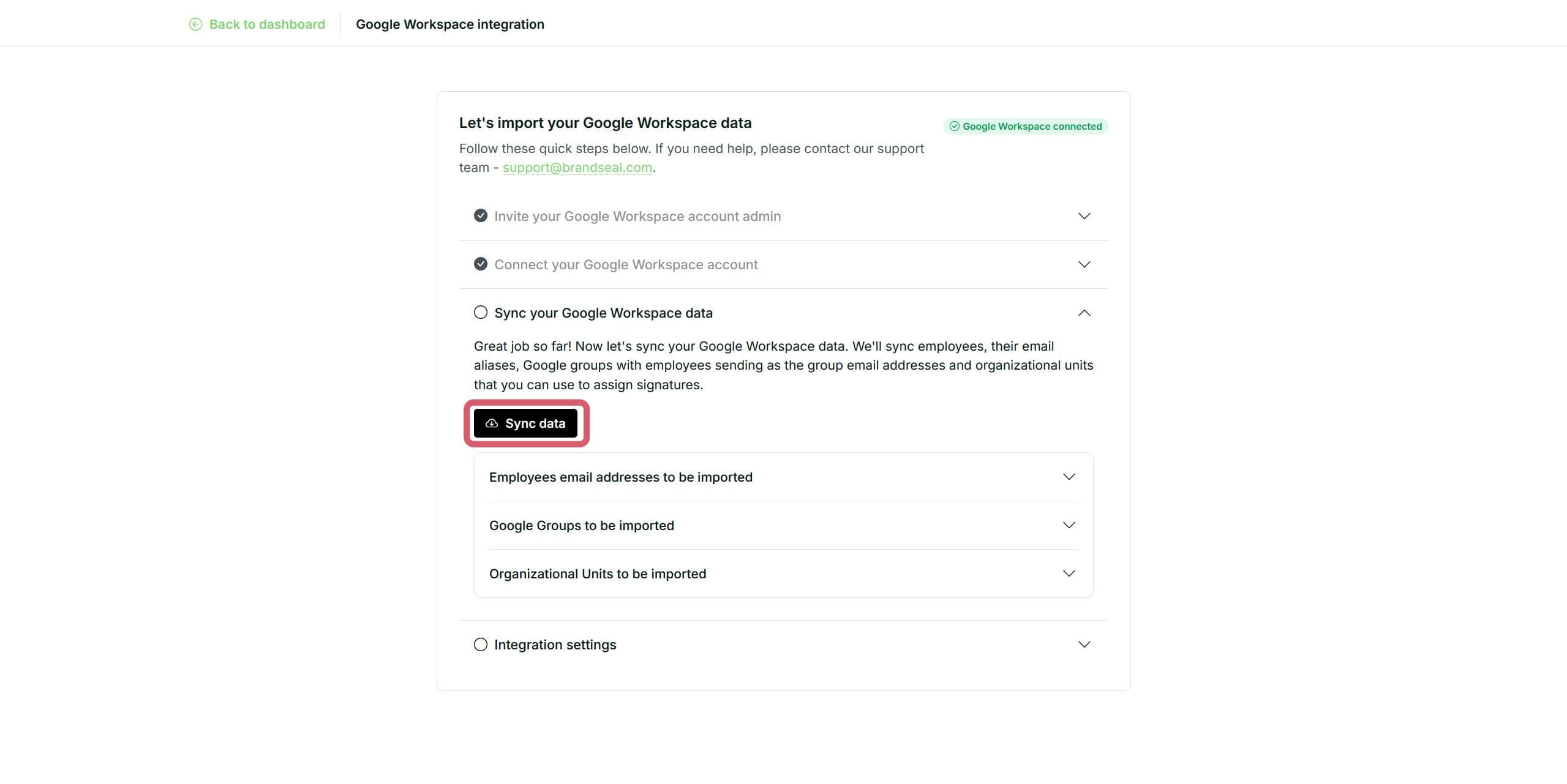 Google Workspace organizational units and employees imported image