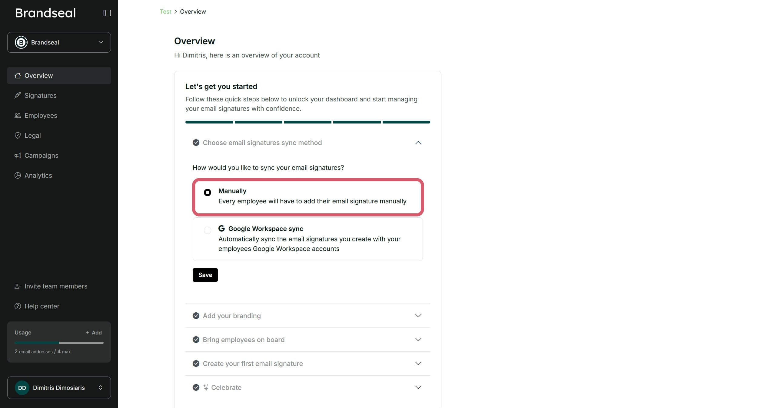 Slack sync method manually image
