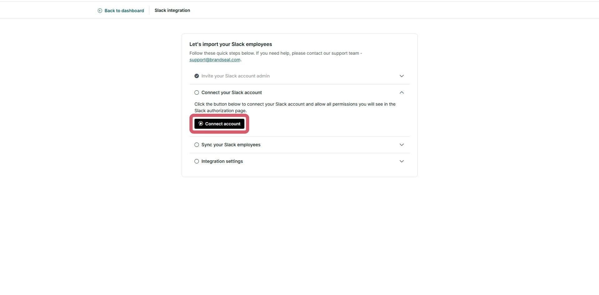 Slack account synced with Brandseal image